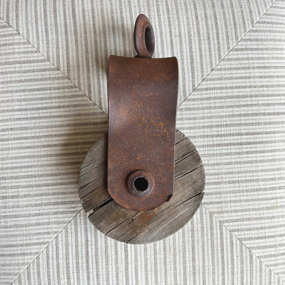 Antique Wood & Iron Barn Pulley